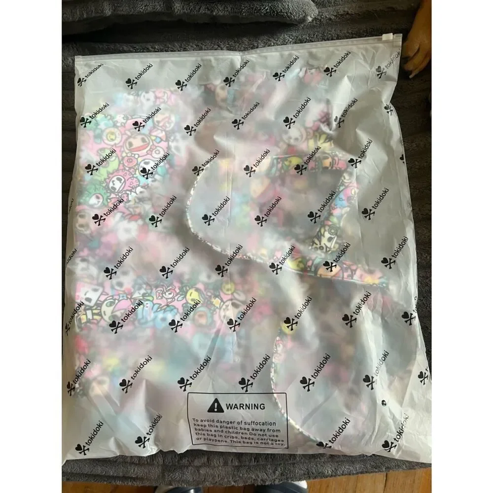 tokidoki Multicolor Unicorn Tote Bag With Matching Puff Keychain